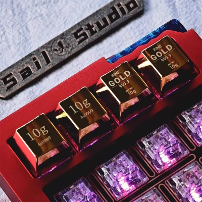 10g Gold Brick Metal Artisan Keycaps for Mechanical Gaming Keyboard